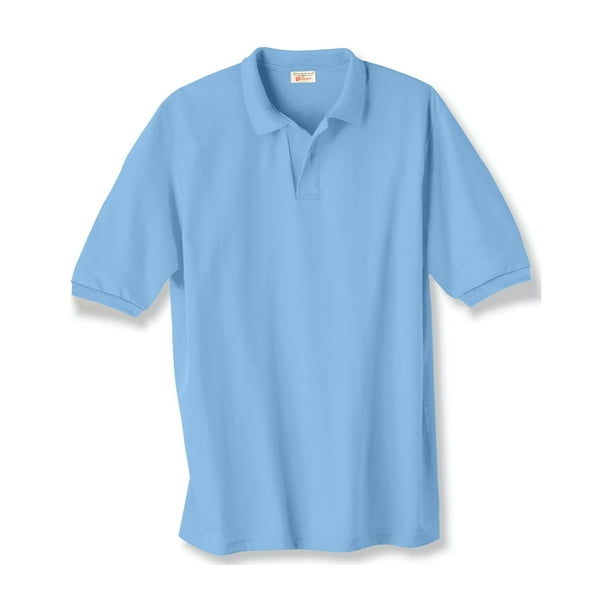 Hanes Cotton-Blend Jersey Mens Polo_Light Blue_L 